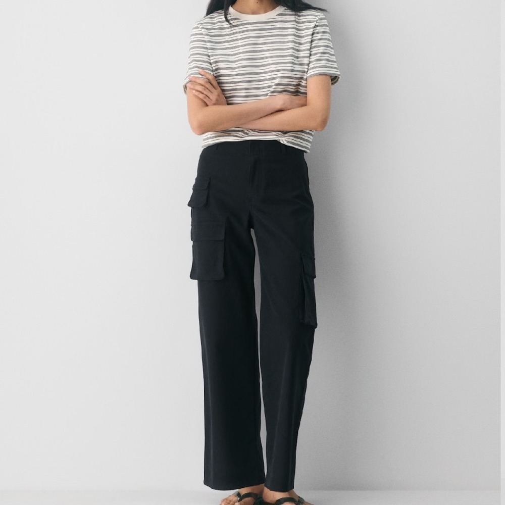 Wilfred Free Aritzia Black Wide Leg Picture‎ Cargo Pants Sz 00 Utility Trousers